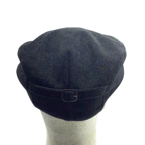 Tiroler Loden 100% Wool Insulated Flat Cap Ear Flap Men Medium Lands End Black - Picture 6 of 7